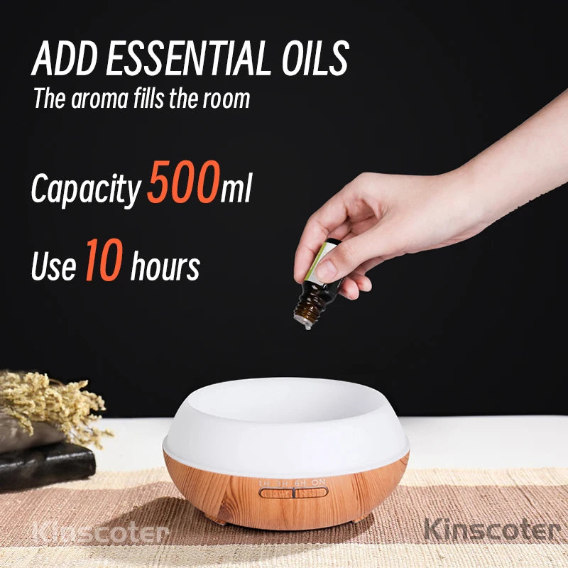 ZenEssence - Diffuseur d’huiles essentielles Humidificateur d'air 500ml Ultrasonic avec LED